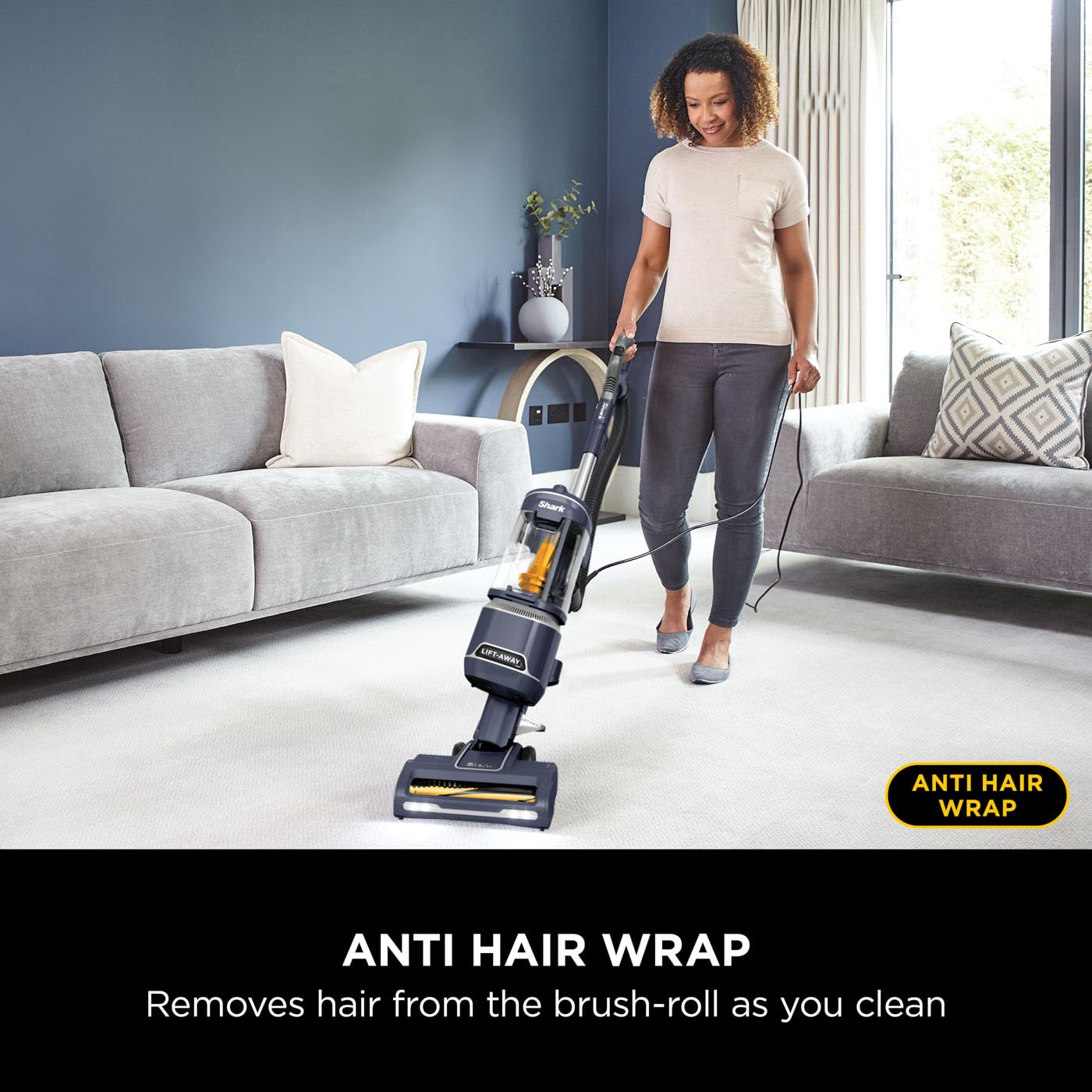 Shark Corded Upright Vacuum Cleaner 1.1L with Anti Hair Wrap Technology, LED Headlights, Lift-Away