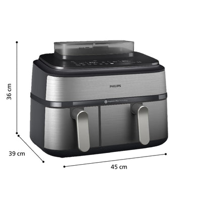 Philips Air Fryer 5000 Series Dual Basket with Steam – 9L Capacity, RapidAir Plus Technology