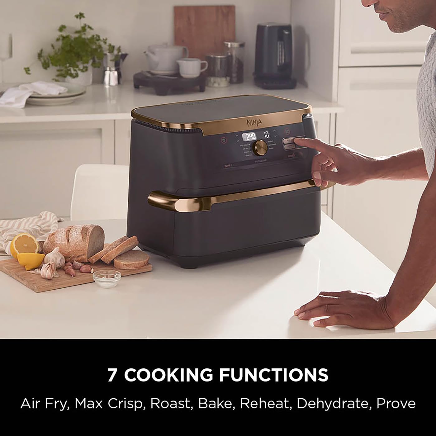 Ninja Foodi FlexDrawer Air Fryer, Dual Zone with Removable Divider, Large 10.4L Drawer, 7-in-1