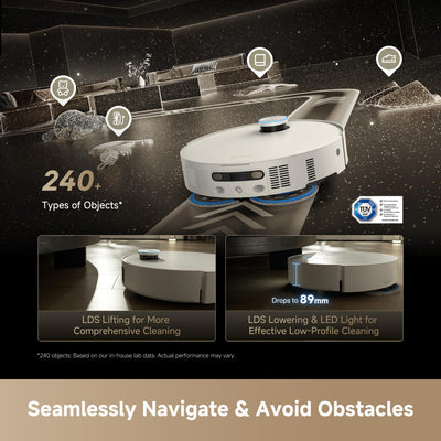 Robot Vacuum and Mop with Multi-Mop System, Up to 30,000Pa Suction, Obstacle Avoidance, Auto Empty & Mop Washing