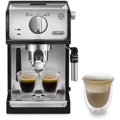 DeLonghi ECP35.31 Compact Manual Espresso Pump Coffee Machine Black and Silver