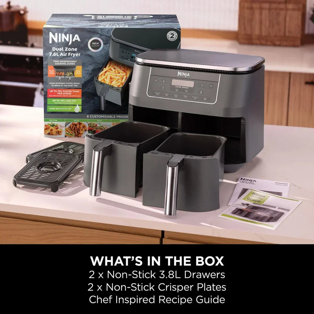 Ninja 6 in 1 Dual Zone Air Fryer 7.6L DZ300UK - Gun Metal Grey