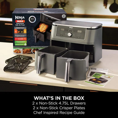 Ninja MAX 6 in 1 Dual Zone Air Fryer DZ400UK 9.5L Gunmetal Grey - Clearance