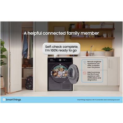 Samsung Series 9 DV90F09F4SU1 with AI Home 9kg Heat Pump Tumble Dryer Dark Steel